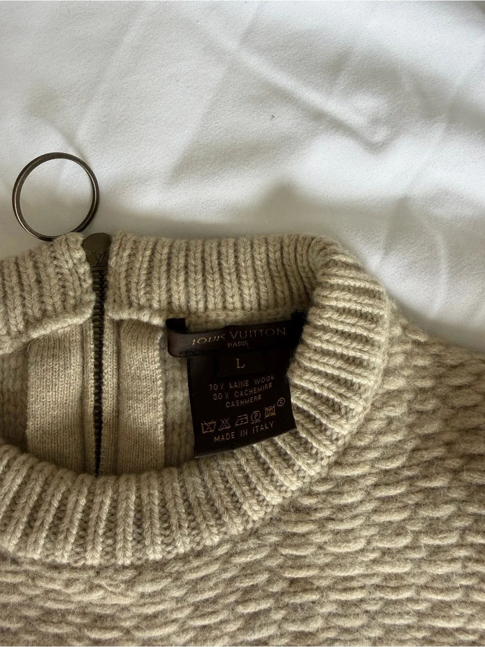 Louis Vuitton Cream Textured Crewneck Sweater